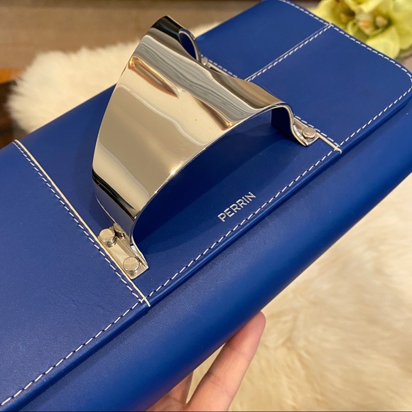 PERRIN Paris L'Asymétrique clutch blue $1850 - Picture 2 of 12